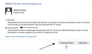 Standard Benutzerkonto Wieder In Ein Administrator Konto Andern