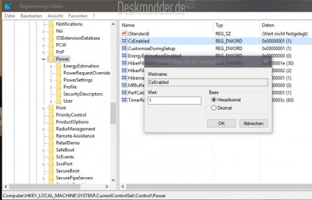 InstantGo (Connected Standby) deaktivieren aktivieren Windows 10 ...