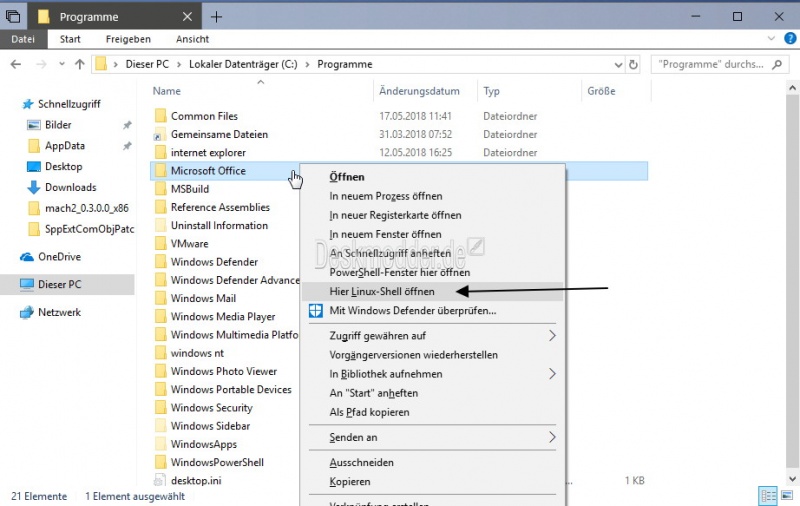 Datei:Hier Linux Shell oeffnen aus Kontextmenue entfernen Windows 10.jpg