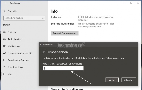 PC-Namen ändern Windows 10 Deskmodder Wiki