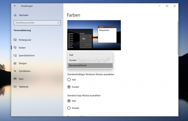 Farbe der Taskleiste und der Taskleistenicons ändern Windows 10